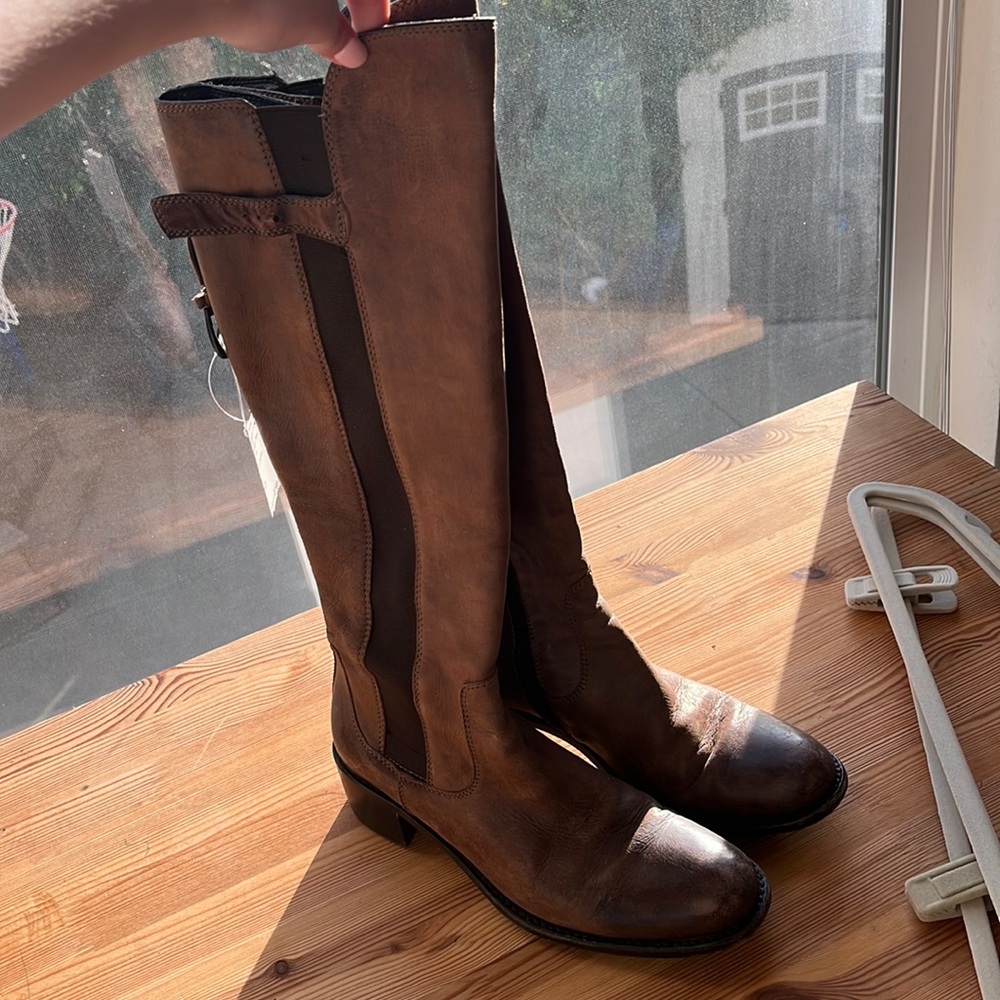 Brown Leather Knee Height Boots